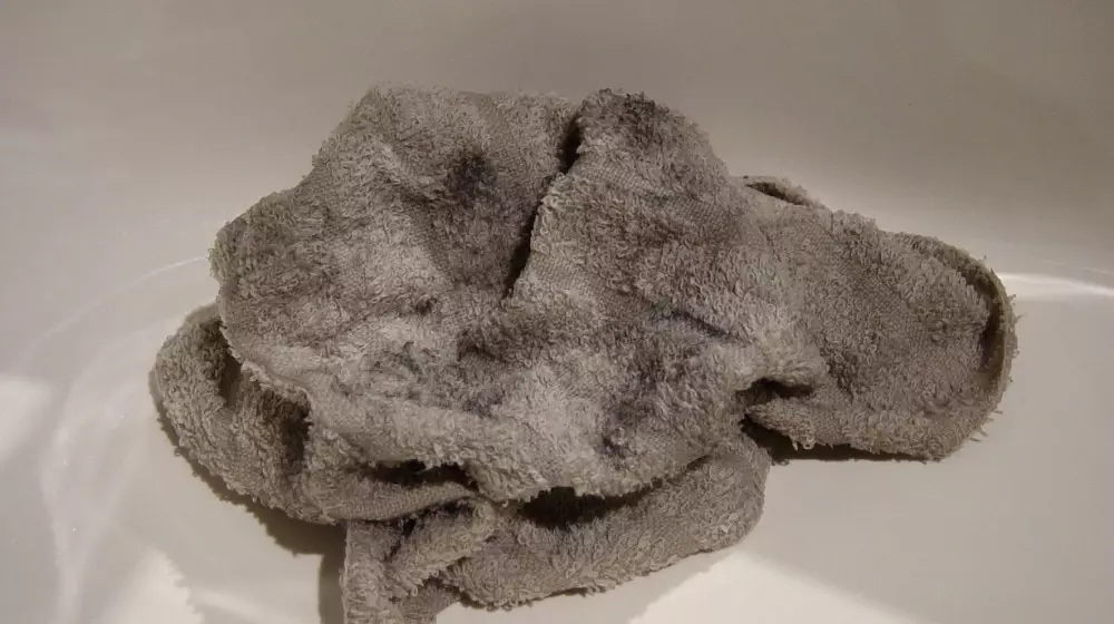 cum soaked towel in sink