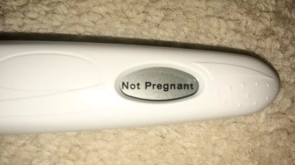 pregnancy test showing not pregnant result