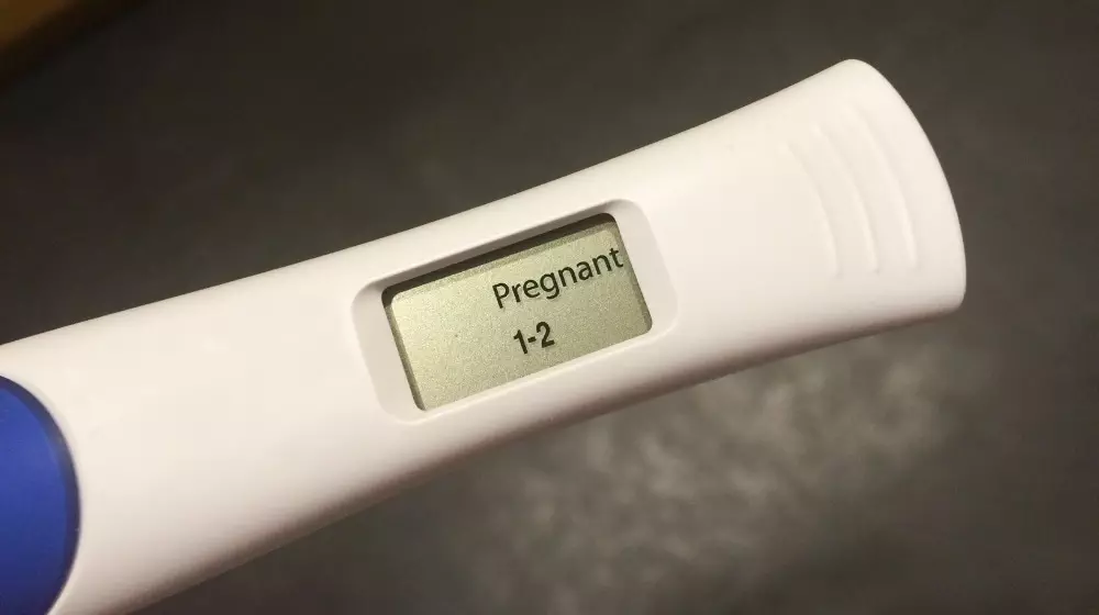 positive pregnancy test that says pregnant 1 - 2 months
